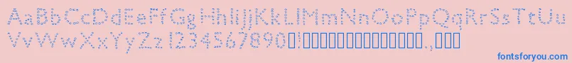 petiteboule-fontti – siniset fontit vaaleanpunaisella taustalla