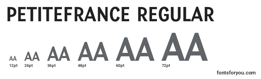 Размеры шрифта PetiteFrance Regular