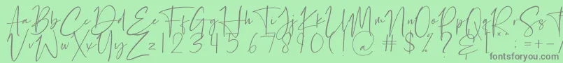 フォントPetri Plate – 緑の背景に灰色の文字