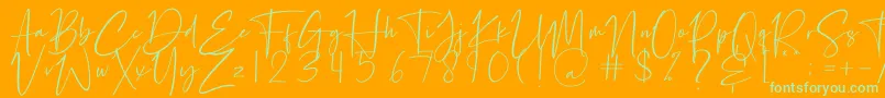 Petri Plate-Schriftart – Grüne Schriften auf orangefarbenem Hintergrund