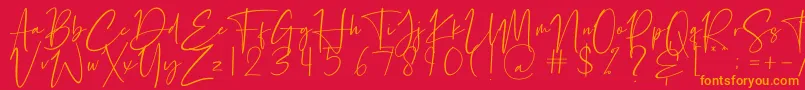 Petri Plate-Schriftart – Orangefarbene Schriften auf rotem Hintergrund