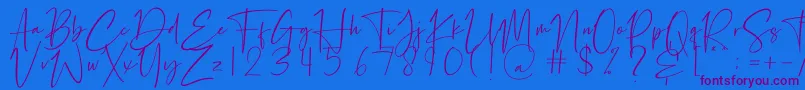 Petri Plate-Schriftart – Violette Schriften auf blauem Hintergrund