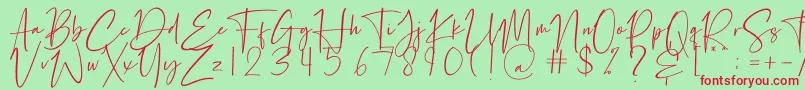 フォントPetri Plate – 赤い文字の緑の背景