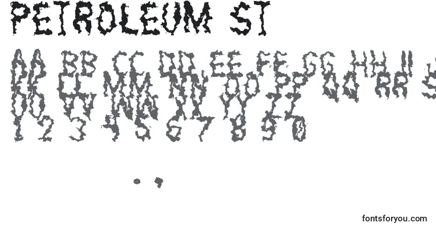 Schriftart Petroleum St – Alphabet, Zahlen, spezielle Symbole