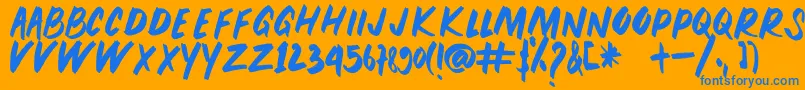 PEUNA BRUSH Font – Blue Fonts on Orange Background