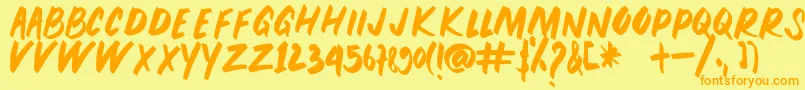 PEUNA BRUSH-Schriftart – Orangefarbene Schriften auf gelbem Hintergrund