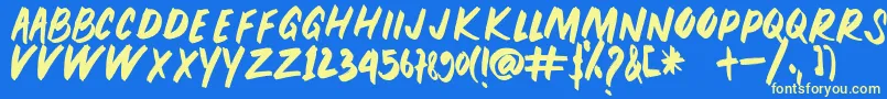 PEUNA BRUSH Font – Yellow Fonts on Blue Background