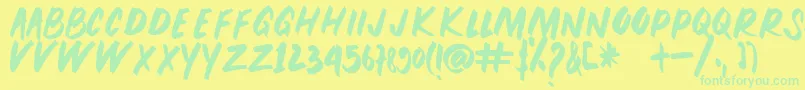 PEUNA BRUSH-Schriftart – Grüne Schriften auf gelbem Hintergrund