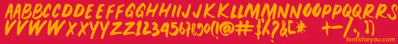 PEUNA BRUSH-Schriftart – Orangefarbene Schriften auf rotem Hintergrund