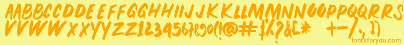 PEUNA BRUSH-Schriftart – Orangefarbene Schriften auf gelbem Hintergrund