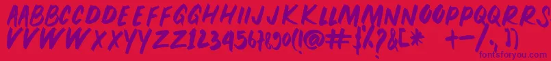 PEUNA BRUSH Font – Purple Fonts on Red Background