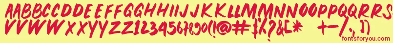 PEUNA BRUSH-fontti – punaiset fontit keltaisella taustalla