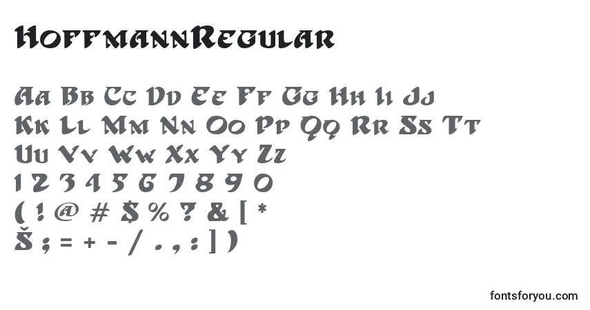 A fonte HoffmannRegular – alfabeto, números, caracteres especiais