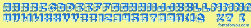 Fonte Pez font – fontes azuis em um fundo amarelo