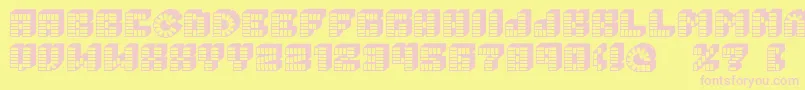 Fonte Pez font – fontes rosa em um fundo amarelo