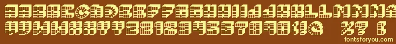 フォントPez font – 黄色のフォント、茶色の背景