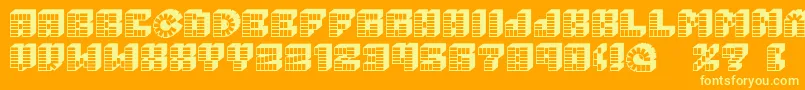 Pez font-Schriftart – Gelbe Schriften auf orangefarbenem Hintergrund