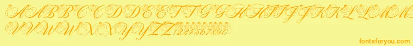 pf snowman citadel-Schriftart – Orangefarbene Schriften auf gelbem Hintergrund