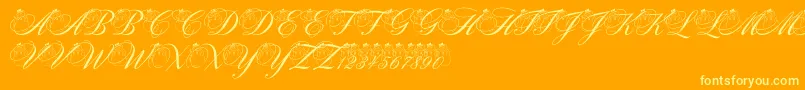 pf snowman citadel-Schriftart – Gelbe Schriften auf orangefarbenem Hintergrund