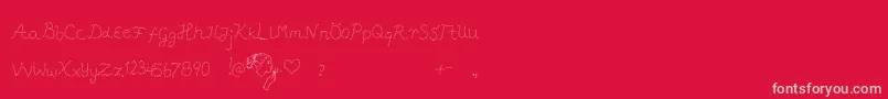 Pffft-Schriftart – Rosa Schriften auf rotem Hintergrund