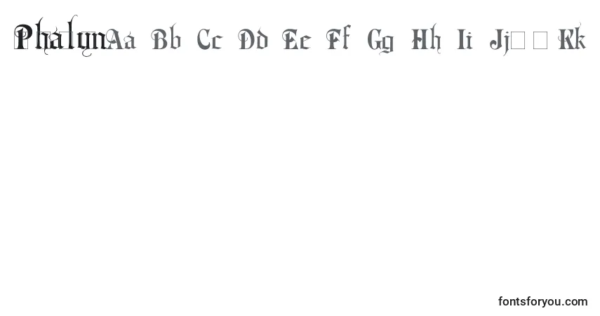 Schriftart Phalyn (136745) – Alphabet, Zahlen, spezielle Symbole