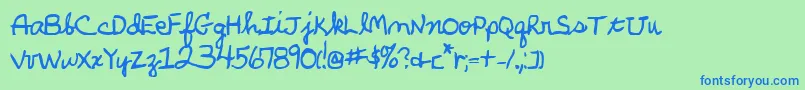 フォントphandbv2 – 青い文字は緑の背景です。