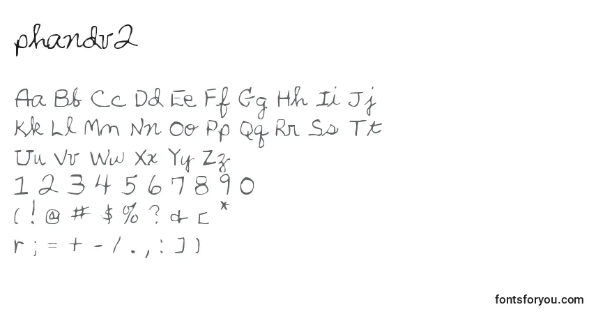 Schriftart Phandv2 (136747) – Alphabet, Zahlen, spezielle Symbole