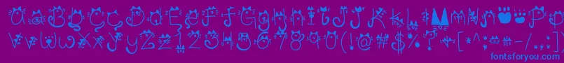 フォントKittyFace – 紫色の背景に青い文字