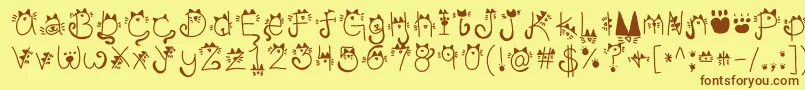 Fonte KittyFace – fontes marrons em um fundo amarelo