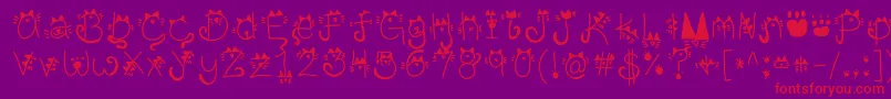 フォントKittyFace – 紫の背景に赤い文字