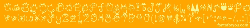 KittyFace-Schriftart – Gelbe Schriften auf orangefarbenem Hintergrund