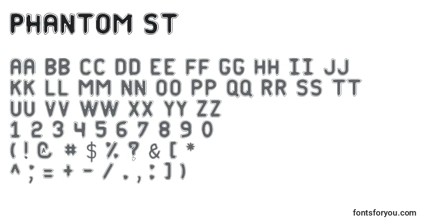 A fonte Phantom st – alfabeto, números, caracteres especiais