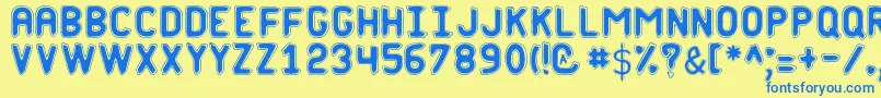 フォントPhantom st – 青い文字が黄色の背景にあります。