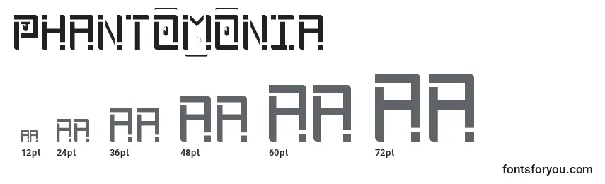 Размеры шрифта Phantomonia