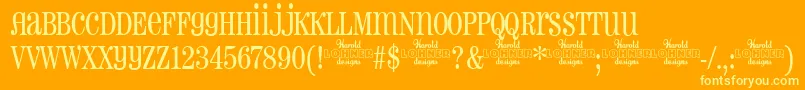 Fonte PHARMACY – fontes amarelas em um fundo laranja