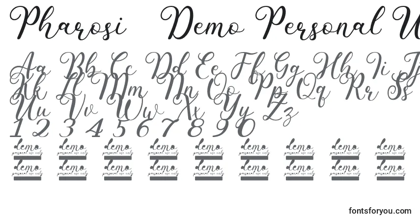 Schriftart Pharosi   Demo Personal Use Only (136755) – Alphabet, Zahlen, spezielle Symbole