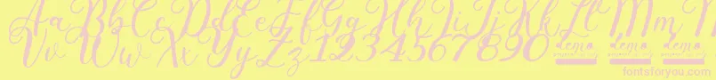 Шрифт Pharosi   Demo Personal Use Only – розовые шрифты на жёлтом фоне