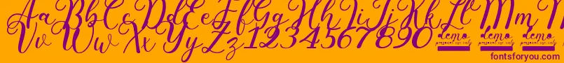Pharosi   Demo Personal Use Only-Schriftart – Violette Schriften auf orangefarbenem Hintergrund