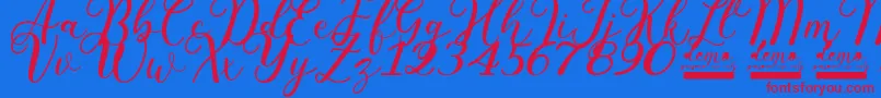 Pharosi   Demo Personal Use Only-Schriftart – Rote Schriften auf blauem Hintergrund
