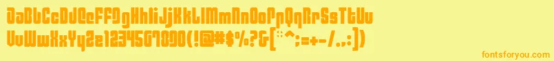 philadelphia-Schriftart – Orangefarbene Schriften auf gelbem Hintergrund