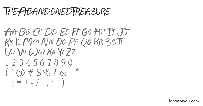 Schriftart TheAbandonedTreasure – Alphabet, Zahlen, spezielle Symbole