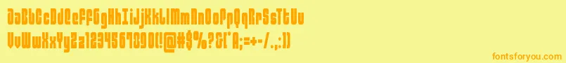 フォントphiladelphiacond – オレンジの文字が黄色の背景にあります。