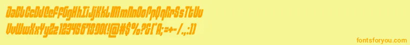 フォントphiladelphiacondsemital – オレンジの文字が黄色の背景にあります。