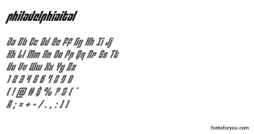 Philadelphiaital (136777)フォント–アルファベット、数字、特殊文字