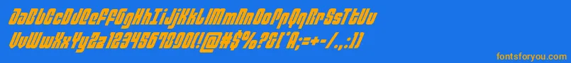 philadelphiaital-Schriftart – Orangefarbene Schriften auf blauem Hintergrund