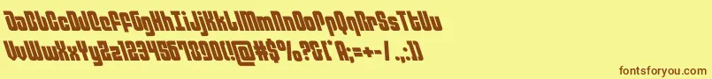 フォントphiladelphialeft – 茶色の文字が黄色の背景にあります。