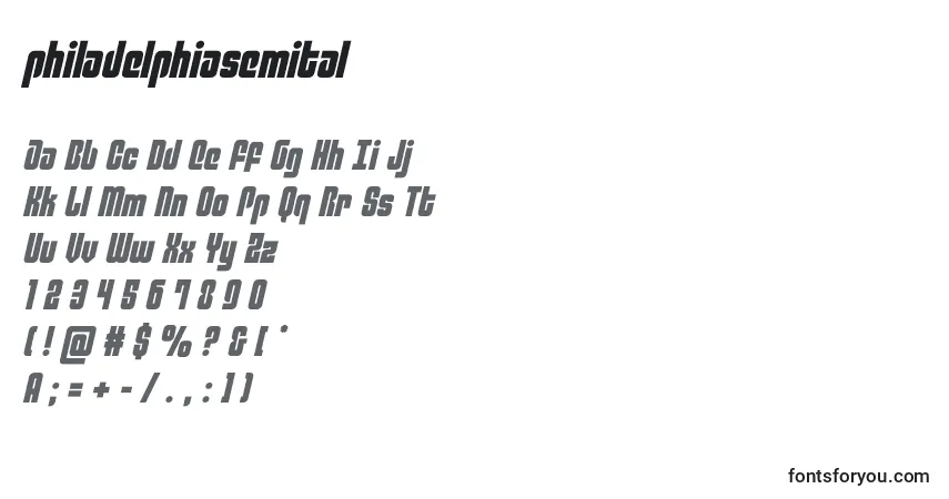 Шрифт Philadelphiasemital (136781) – алфавит, цифры, специальные символы