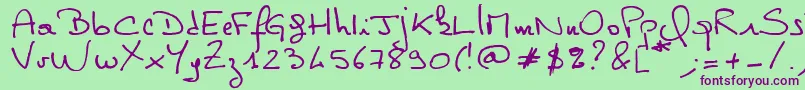 Philippe Font – Purple Fonts on Green Background