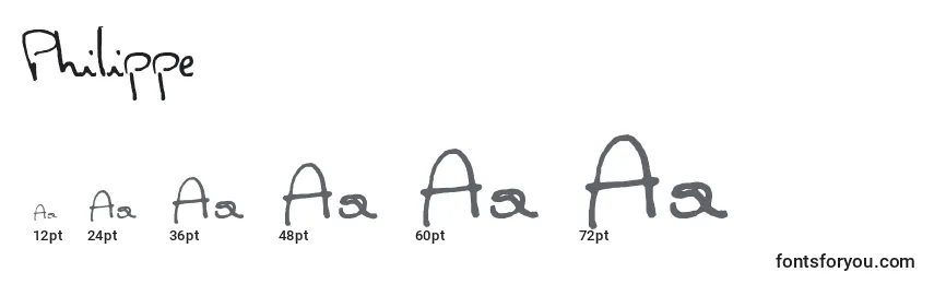 Размеры шрифта Philippe (136784)