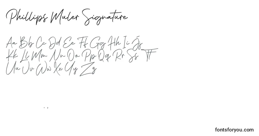 Schriftart Phillips Muler Signature – Alphabet, Zahlen, spezielle Symbole